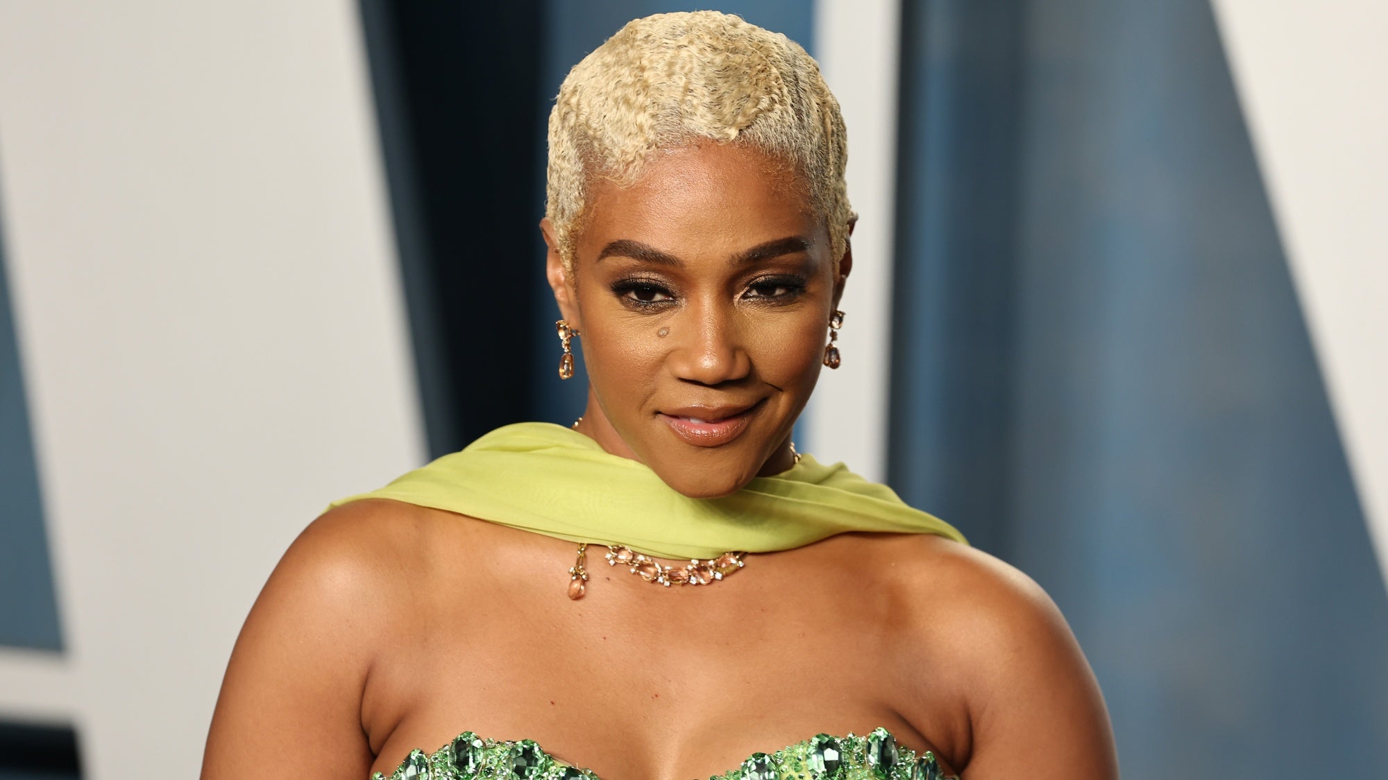 This is Not A Costume: Tiffany Haddish Checks Reporter About Her Evening Gown