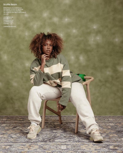 Monica poses in pastel colors for the latest Joe Fresh goods X New Balance campaign