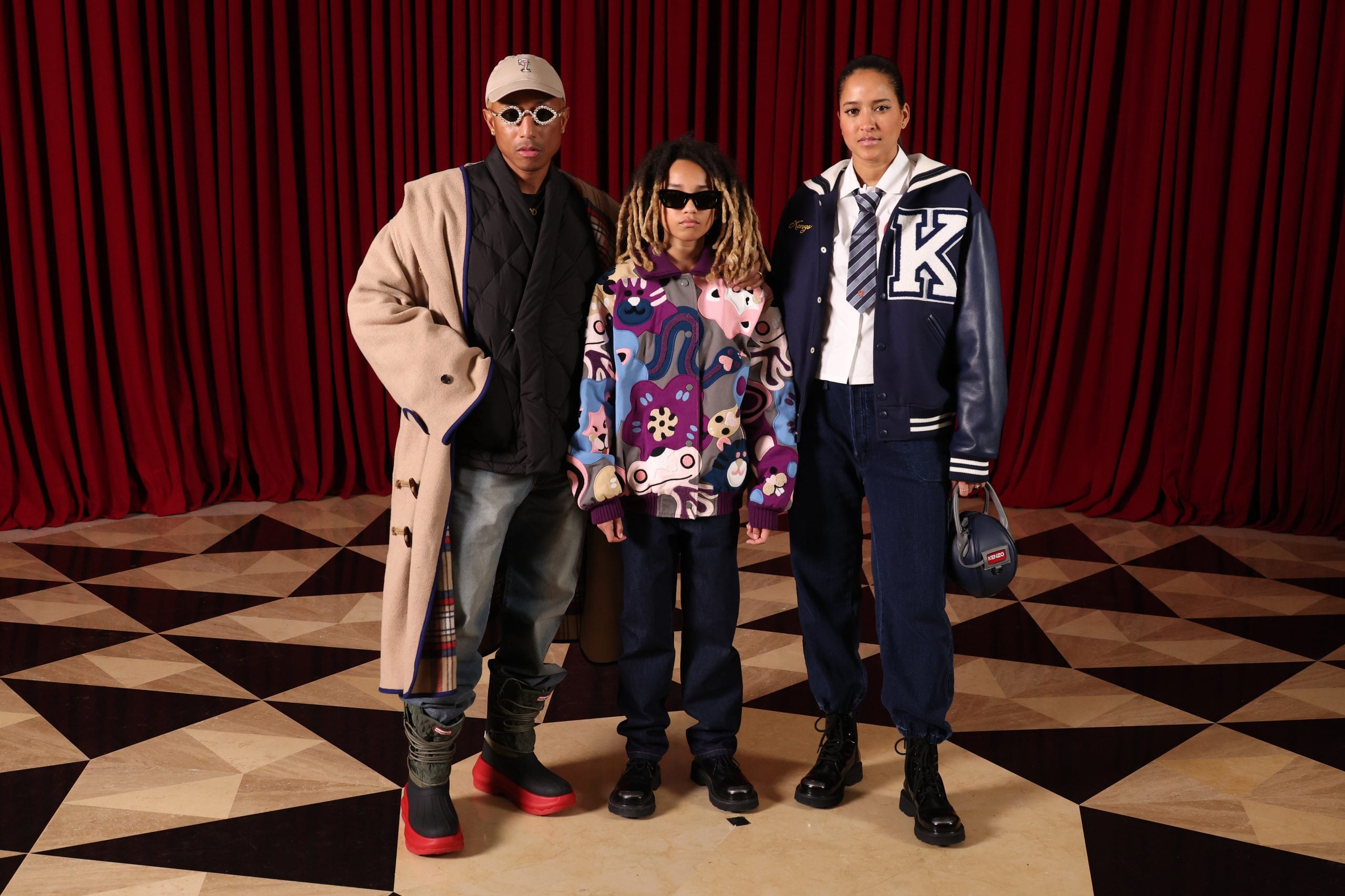 Pharrell & Family At The Balenciaga Spring 2023 Fashion Show In