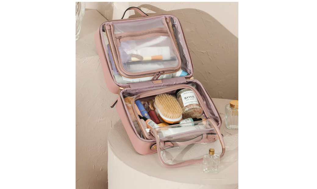 OCHEAL Makeup Bag, Double Layer Cosmetic Bag, Large Capacity New Look Clear  Cosmetic Case for Women Travel Beauty Essentials, Multiple Compartments
