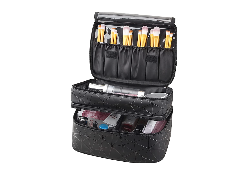 Makeup Bag Organizer, OCHEAL Travel Makeup Bags Cosmetic Bag For Women  Girls Large Capacity Toiletry Bag For Skincare Cosmetics Toiletries-Black  Small (Pack of 1) Black