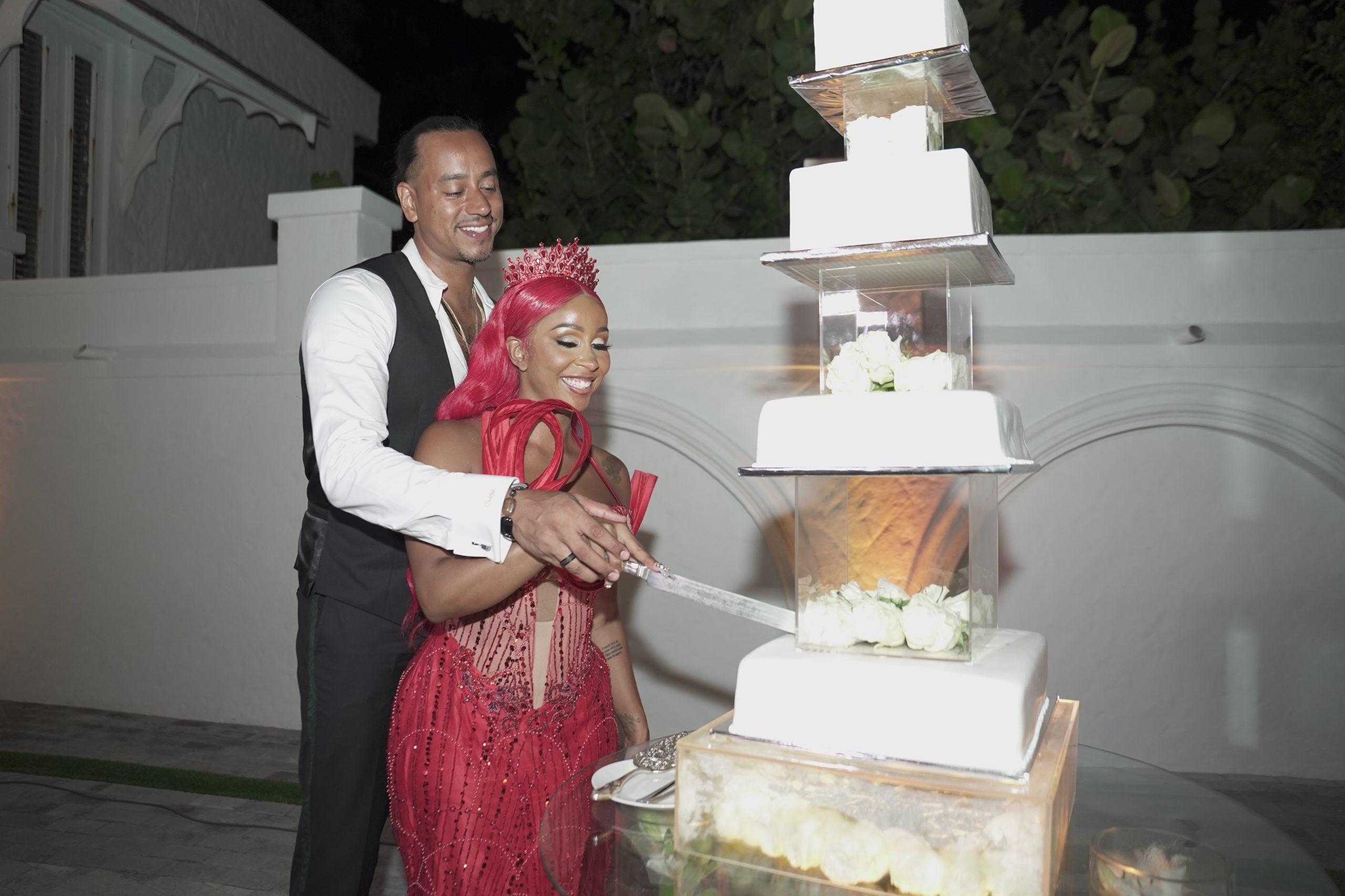 Bridal Bliss: After Proposing With Three Rings, Mario Married Chanell At A Castle In Jamaica