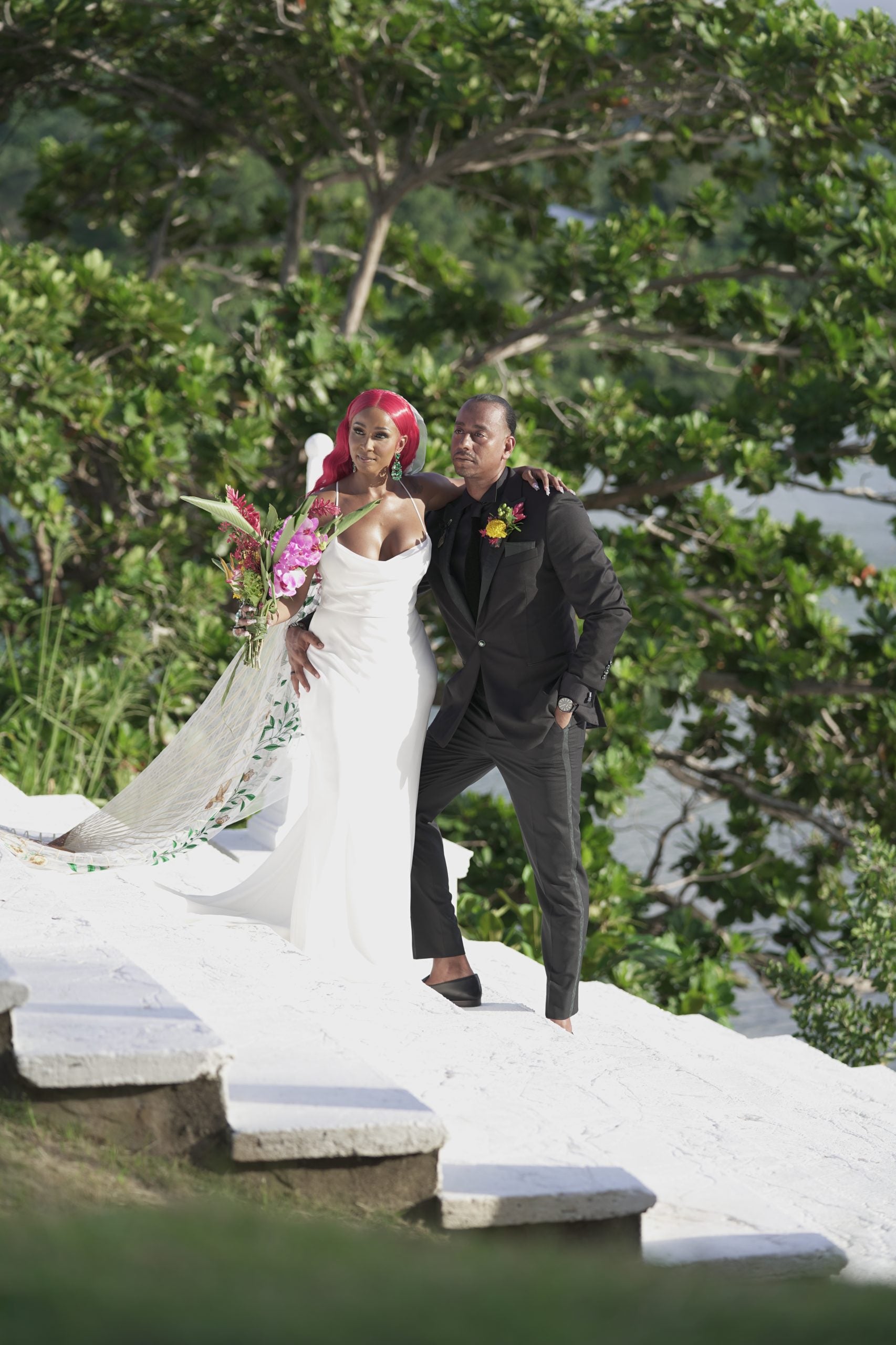 Bridal Bliss: After Proposing With Three Rings, Mario Married Chanell At A Castle In Jamaica