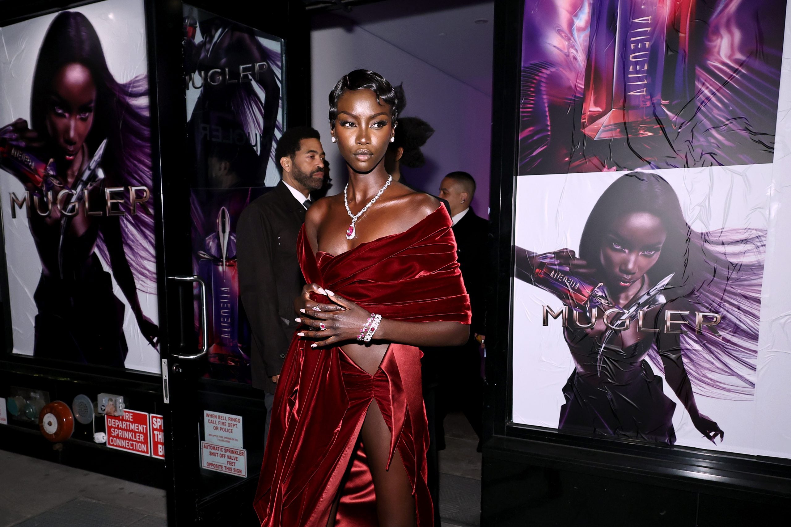 Anok Yai Is Gorgeous In Maroon At Mugler’s Fragrance Launch Party