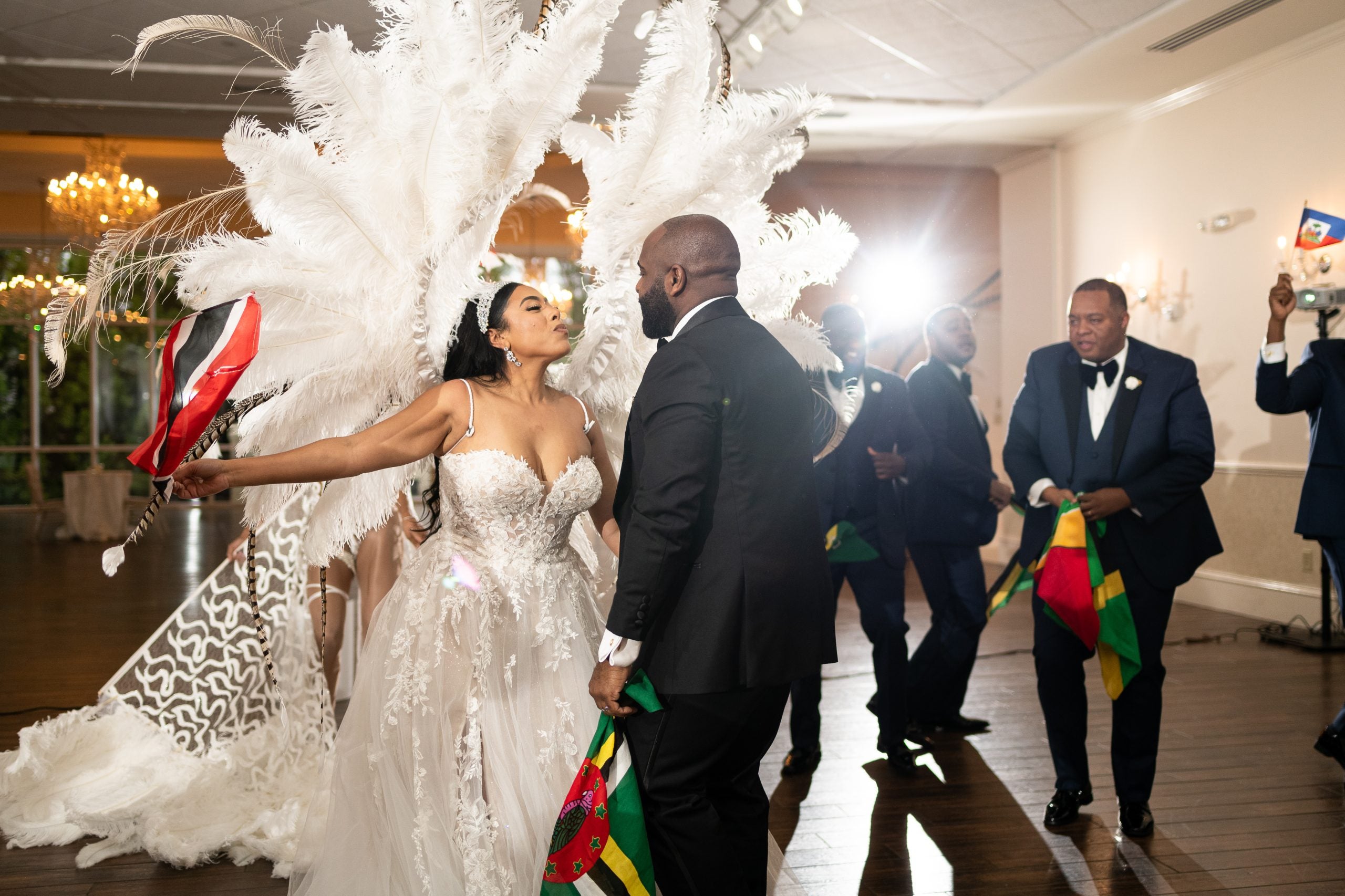 Bridal Bliss: Andrea And Ronel's Wedding Was A Full Fête With Masquerade Dancers And West Indian Flags