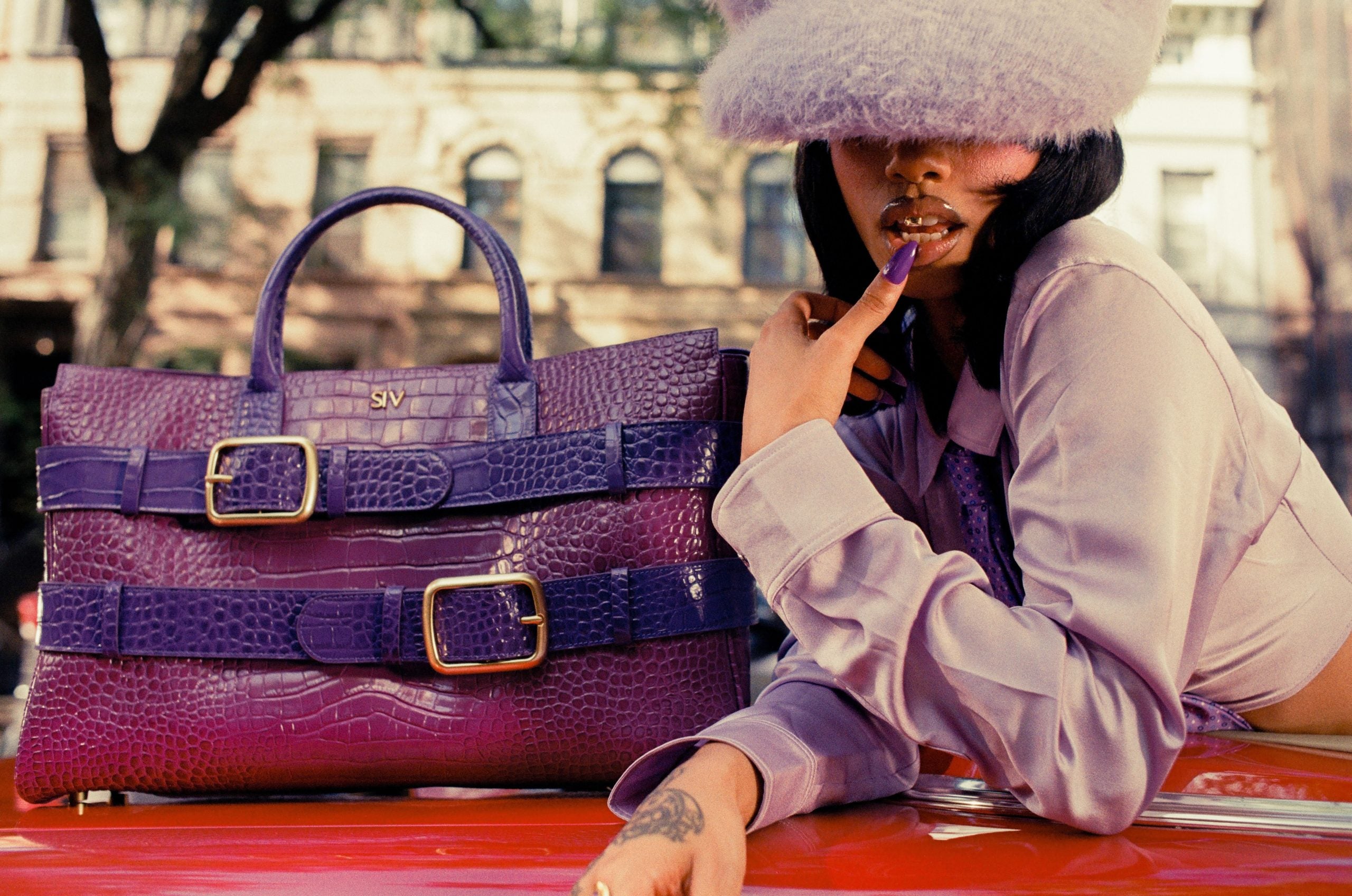 Sierra Renas Is Stepping Into A New Era—Introducing SIV’s Purple Crocodile & Ostrich Leather Bag