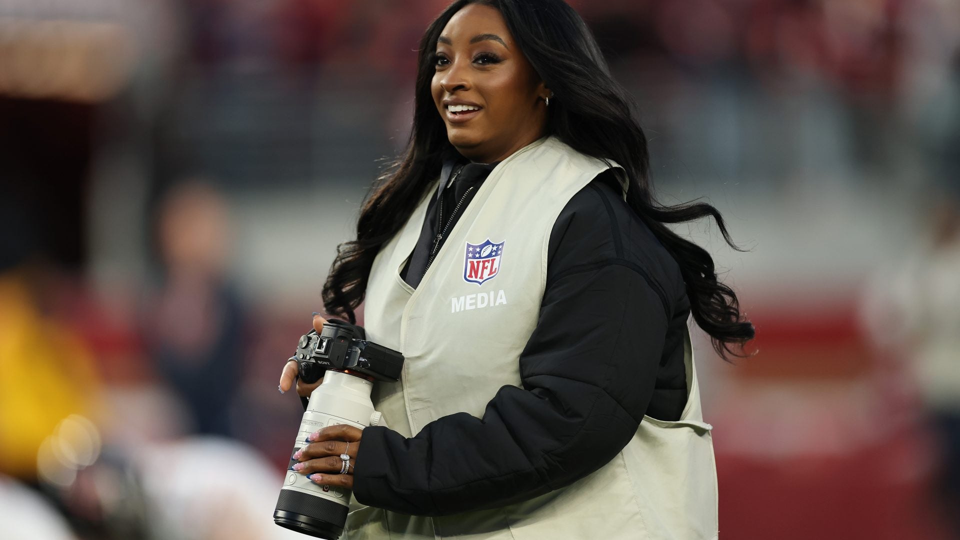 Star Gazing: Simone Biles Shines As Official NFL Guest Photographer For Bears Vs. 49ers Game