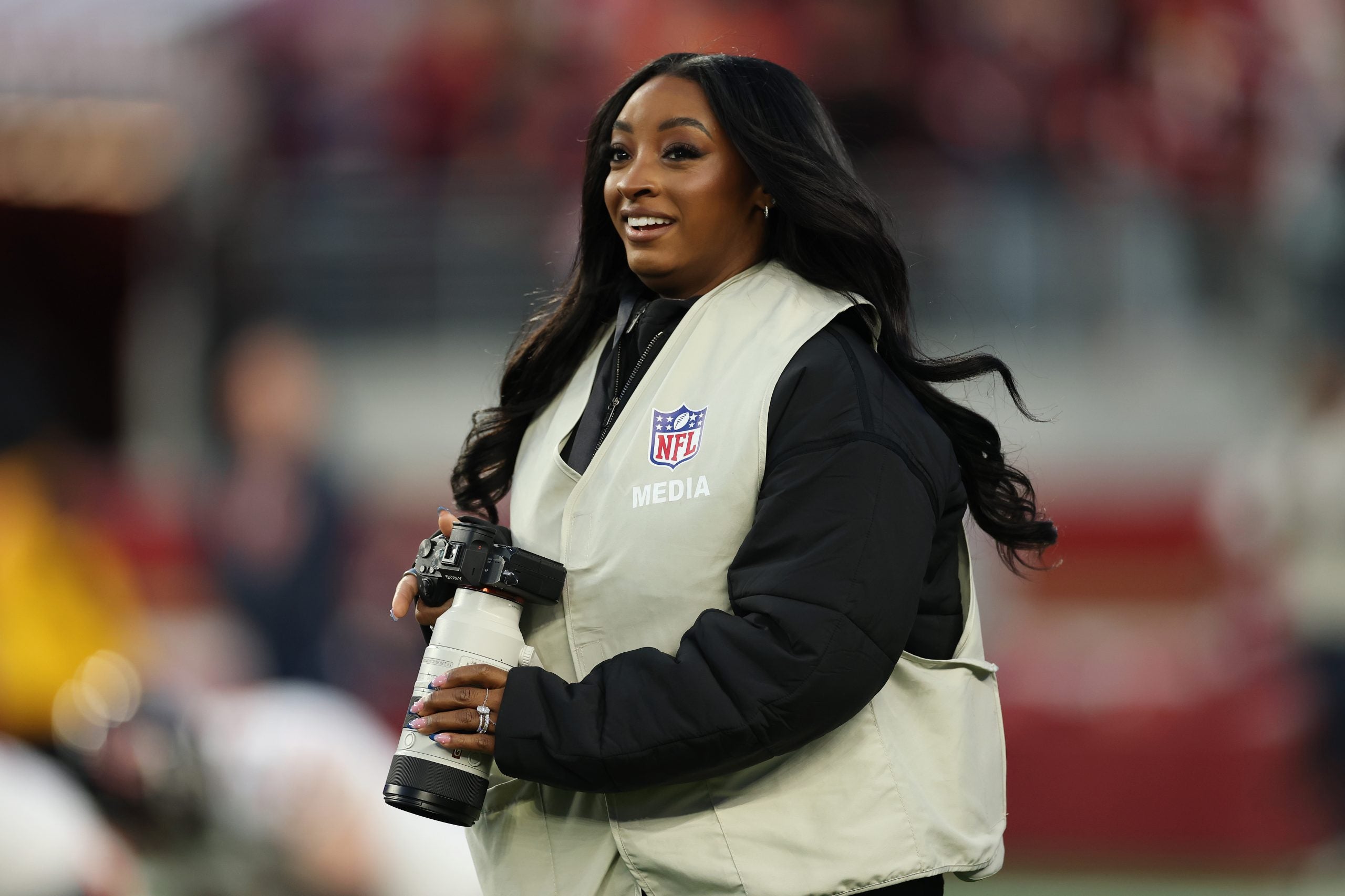 Star Gazing: Simone Biles Shines As Official NFL Guest Photographer For Bears Vs. 49ers Game